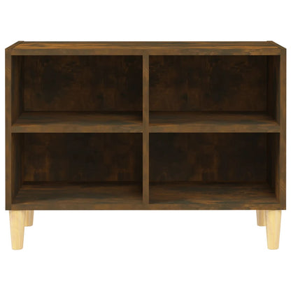 813146 vidaXL TV Cabinet with Solid Wood Legs Smoked Oak 69,5x30x50 cm