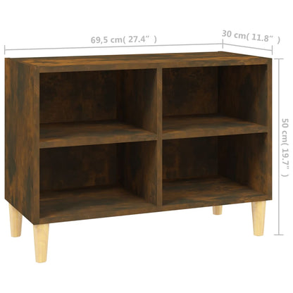 813146 vidaXL TV Cabinet with Solid Wood Legs Smoked Oak 69,5x30x50 cm