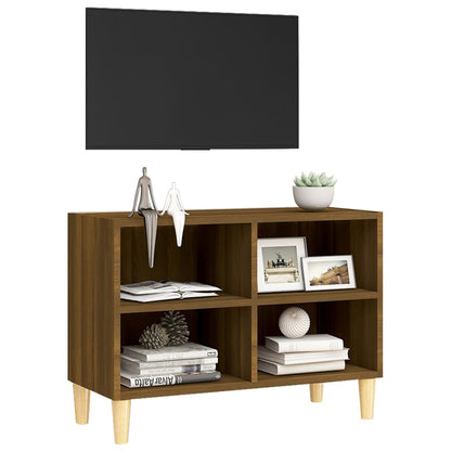 vidaXL TV Cabinet with Solid Wood Legs Brown Oak 69,5x30x50 cm