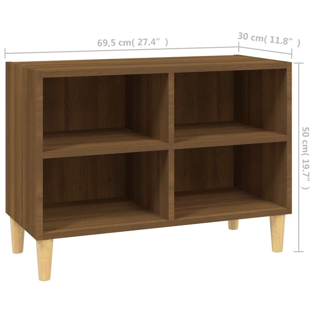 vidaXL TV Cabinet with Solid Wood Legs Brown Oak 69,5x30x50 cm