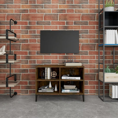 vidaXL TV Cabinet with Metal Legs Smoked Oak 69.5x30x50 cm