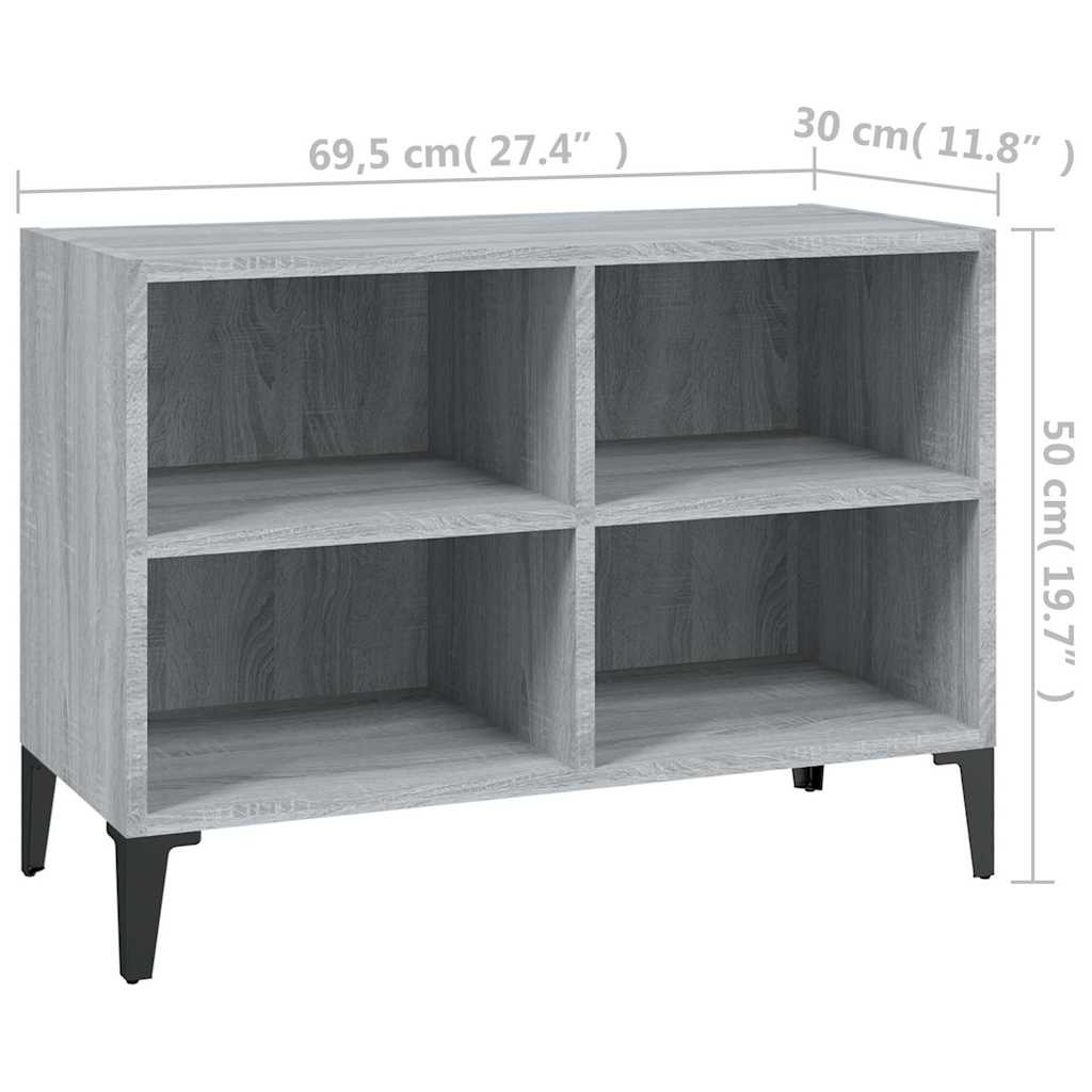 vidaXL TV Cabinet with Metal Legs Grey Sonoma 69,5x30x50 cm