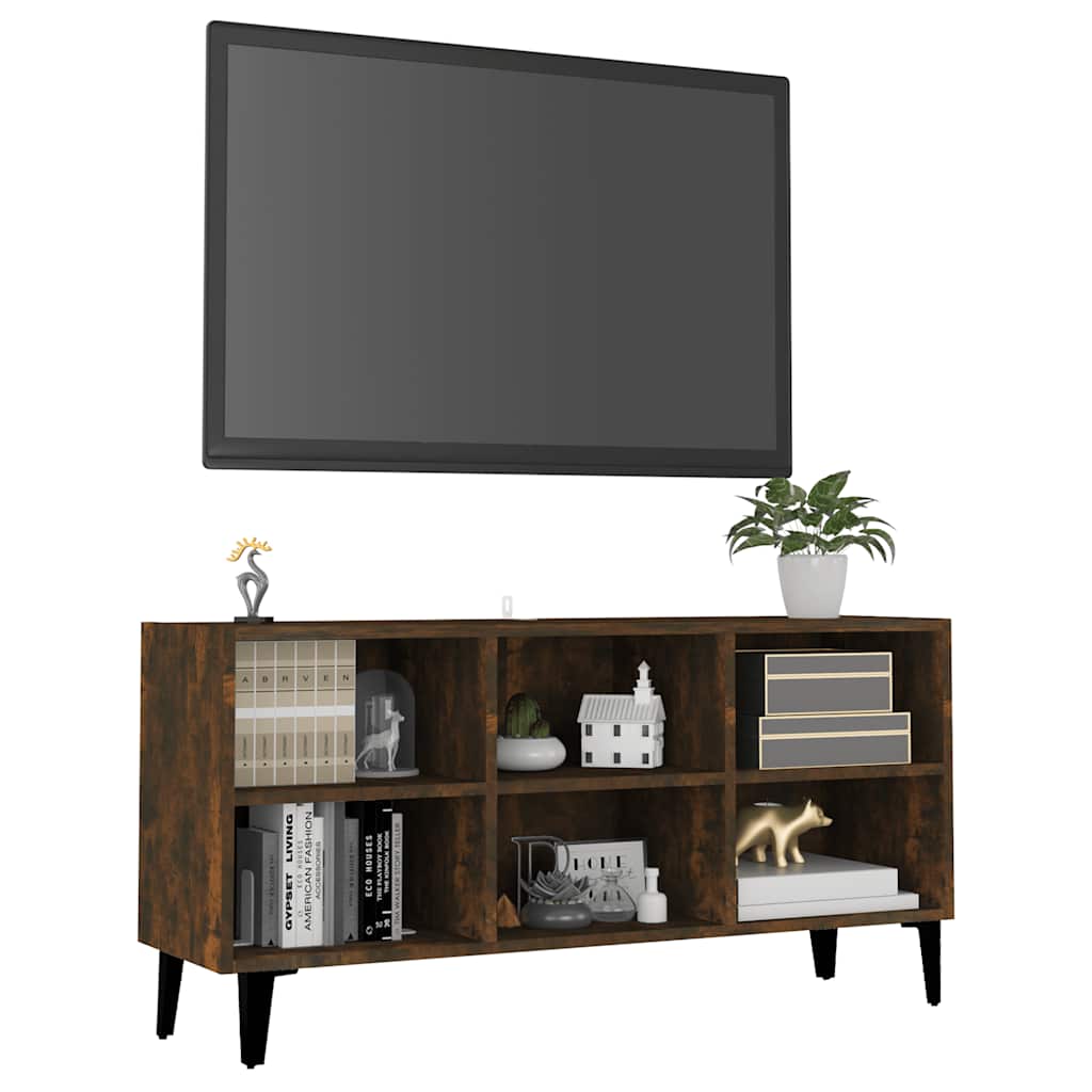 vidaXL TV Cabinet with Metal Legs Smoked Oak 103,5x30x50 cm
