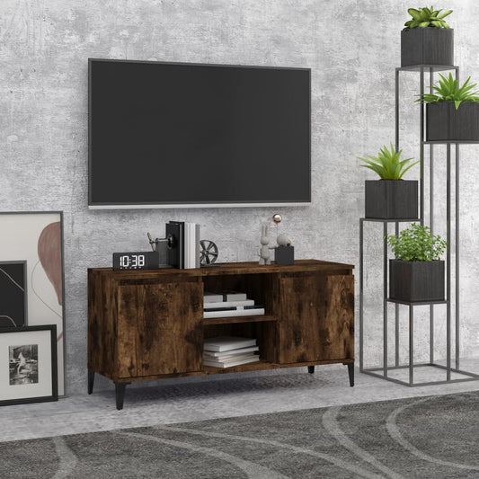 813161 vidaXL TV Cabinet with Metal Legs Smoked Oak 103,5x35x50 cm