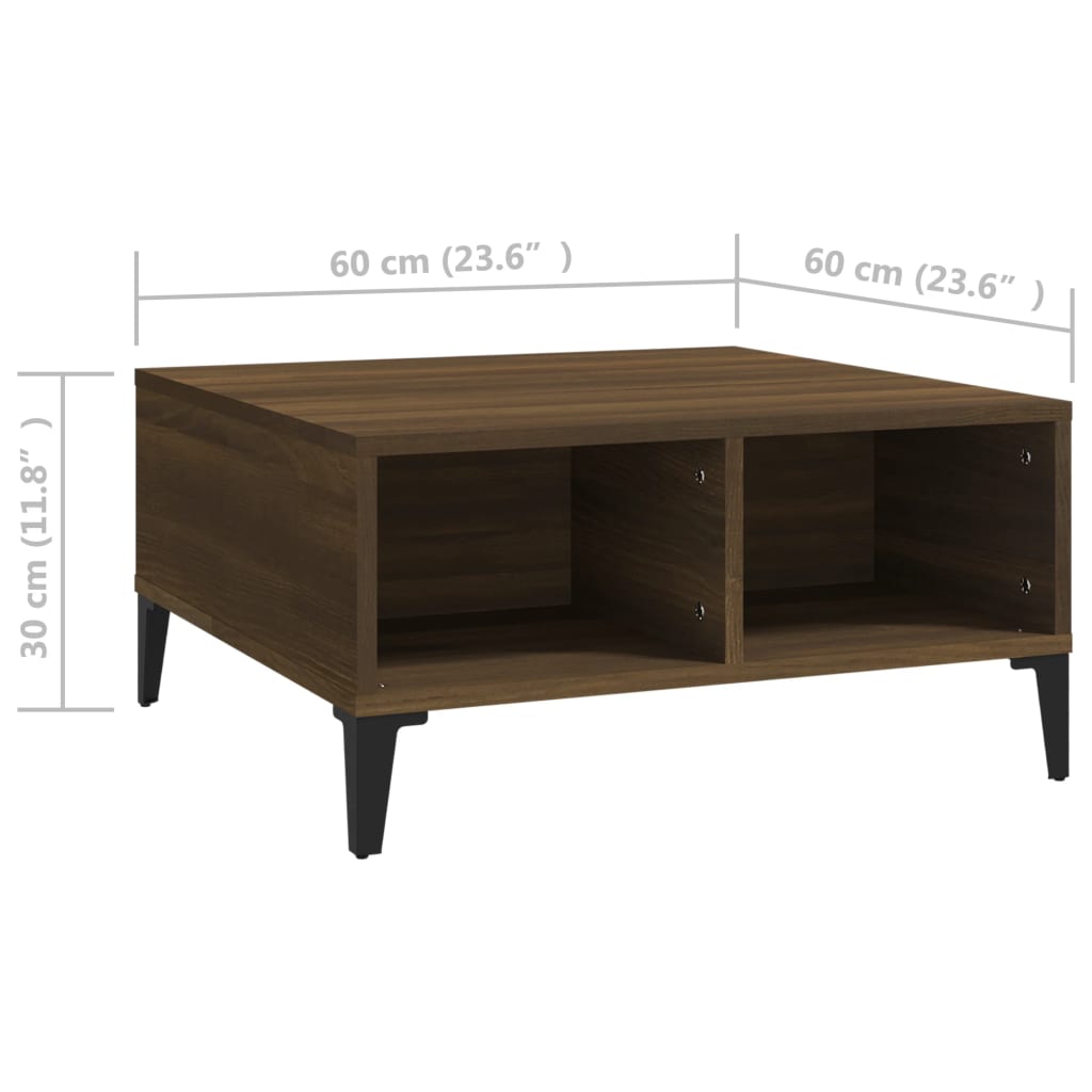 vidaXL Coffee Table Brown Oak 60x60x30 cm Engineered Wood