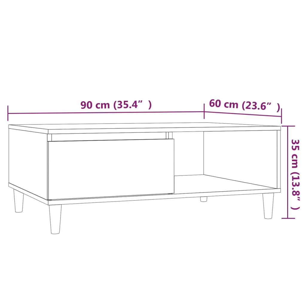 vidaXL Coffee Table Brown Oak 90x60x35 cm Engineered Wood