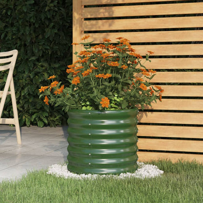 vidaXL Garden Planter Galvanised Steel 40x40x36 cm Green