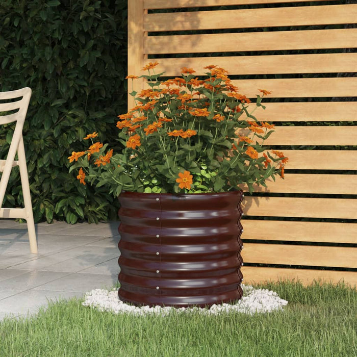 vidaXL Garden Planter Powder-coated Steel 40x40x36 cm Brown