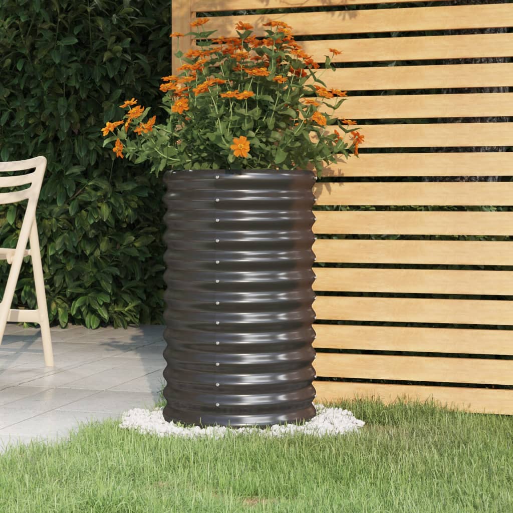 vidaXL Garden Planter Galvanised Steel 40x40x68 cm Anthracite