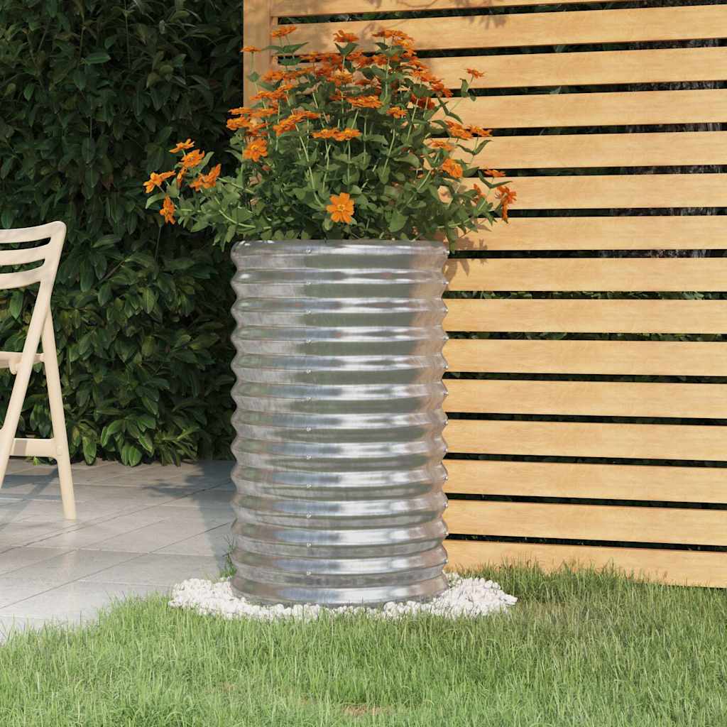 vidaXL Garden Planter | Silver | Powder-coated steel | Medium | Durable