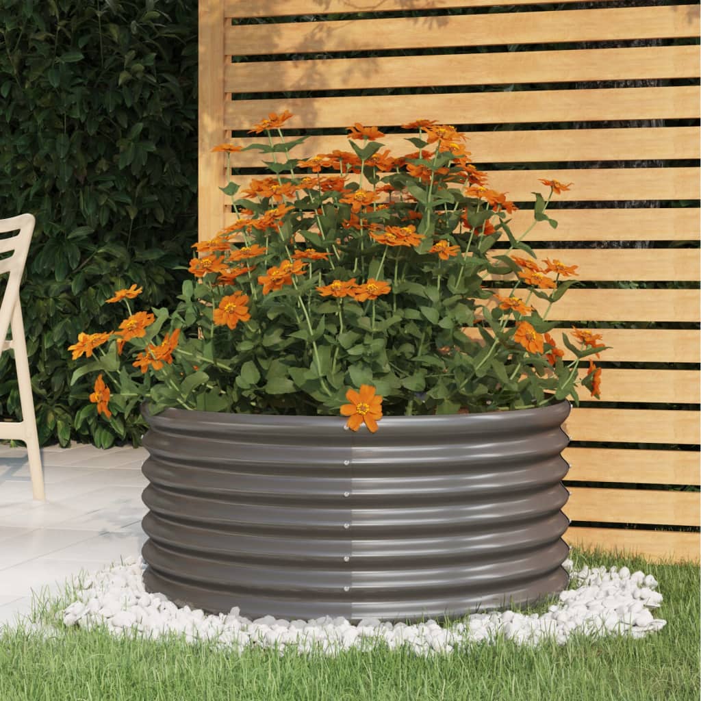 vidaXL Garden Planter Galvanised Steel 80x80x36 cm Grey