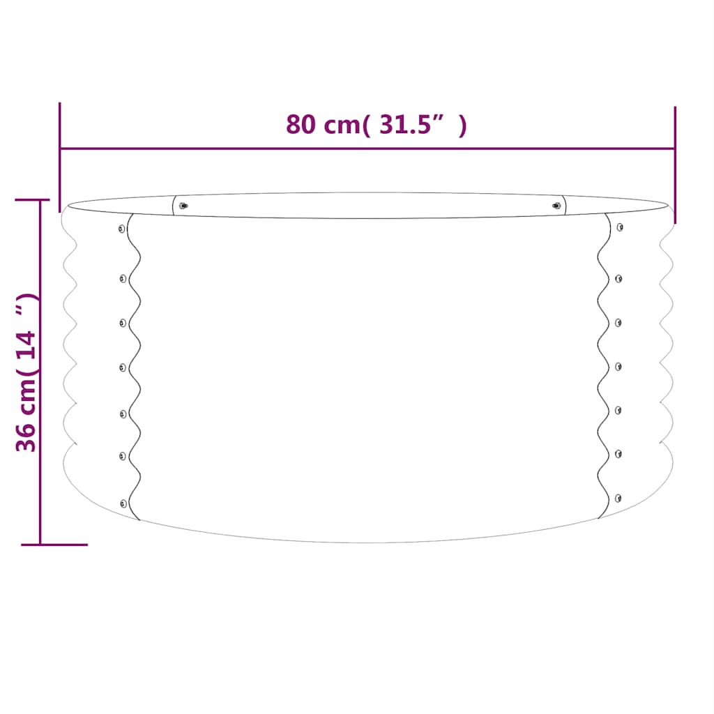 vidaXL Garden Planter Galvanised Steel 80x80x36 cm Anthracite