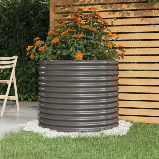 vidaXL Garden Planter Galvanised Steel 80x80x68 cm Grey
