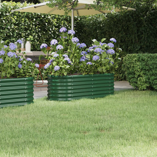 vidaXL Garden Raised Bed | Green | Powder-coated steel | Medium |  Durable