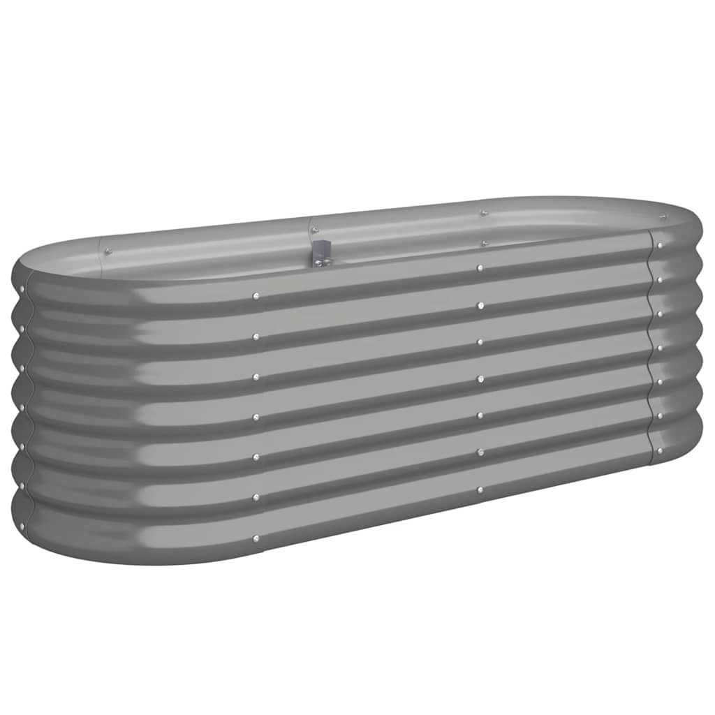vidaXL Garden Raised Bed | Grey | Powder-coated steel | Large | Durable