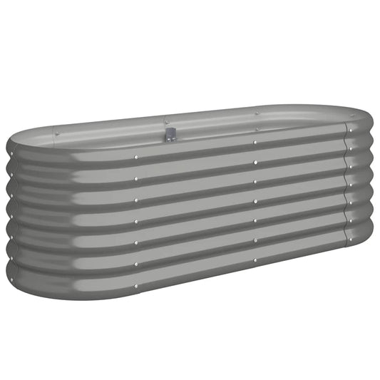 vidaXL Garden Raised Bed | Grey | Powder-coated steel | Large | Durable
