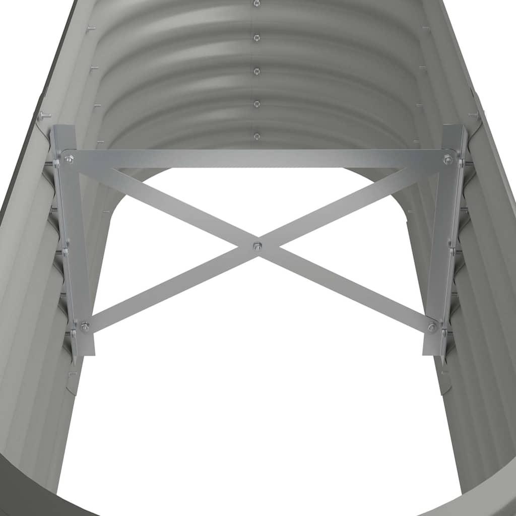 vidaXL Garden Raised Bed | Grey | Powder-coated steel | Large | Durable