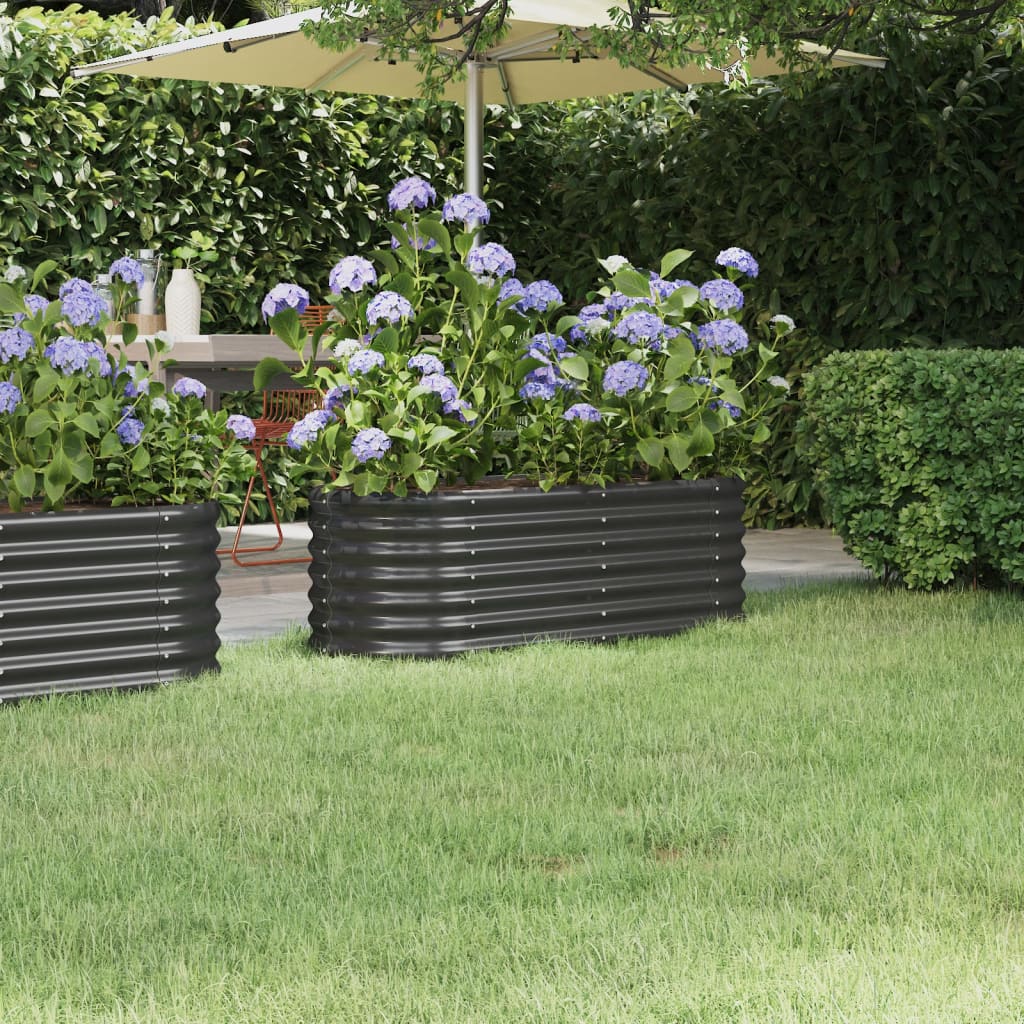 vidaXL Garden Raised Bed | Anthracite | Powder-coated steel | Medium | Durable