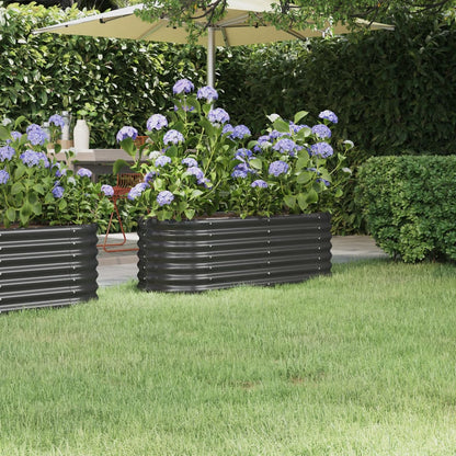 vidaXL Garden Raised Bed | Anthracite | Powder-coated steel | Medium | Durable