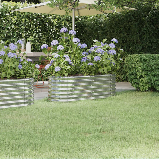 vidaXL Garden Raised Bed | Silver | Powder-coated steel | Medium | Durable