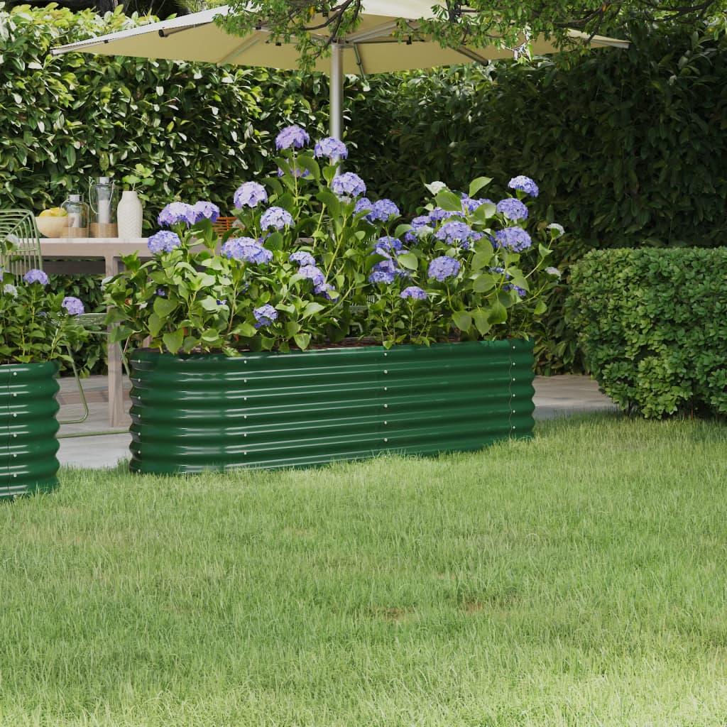 vidaXL Garden Raised Bed Galvanised Steel 152x40x36 cm Green
