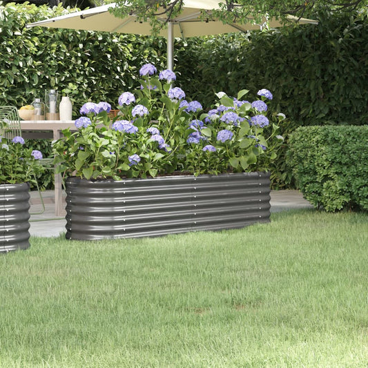 vidaXL Garden Raised Bed | Grey | Powder-coated steel | 152 x 40 x 36 cm