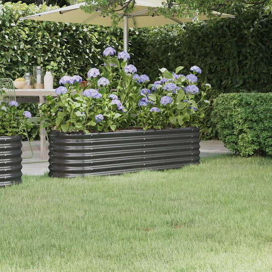 vidaXL Garden Raised Bed | Anthracite | Powder-coated steel | Large | Durable