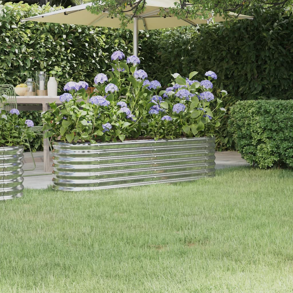 vidaXL Garden Raised Bed | Silver | Powder-coated steel | 152 cm x 40 cm x 36 cm