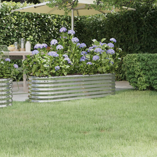 vidaXL Garden Raised Bed | Silver | Powder-coated steel | 152 cm x 40 cm x 36 cm