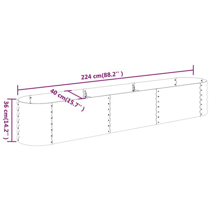 vidaXL Garden Raised Bed | Green | Powder-coated steel | 224x40x36 cm