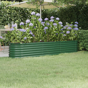 vidaXL Garden Raised Bed Powder-coated Steel 224x40x36 cm Green