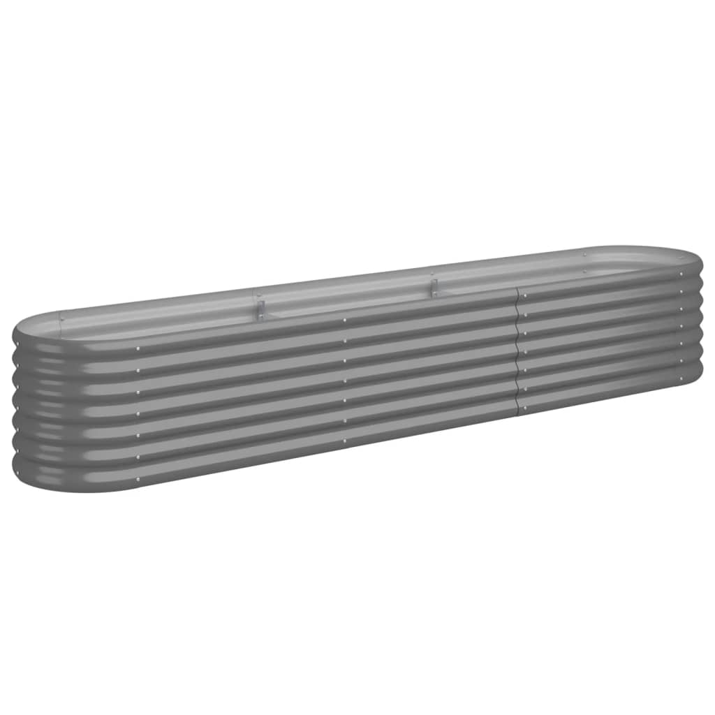 vidaXL Garden Raised Bed | Grey | Powder-coated steel | Large | Durable
