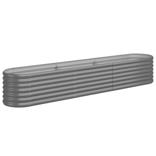 vidaXL Garden Raised Bed | Grey | Powder-coated steel | Large | Durable