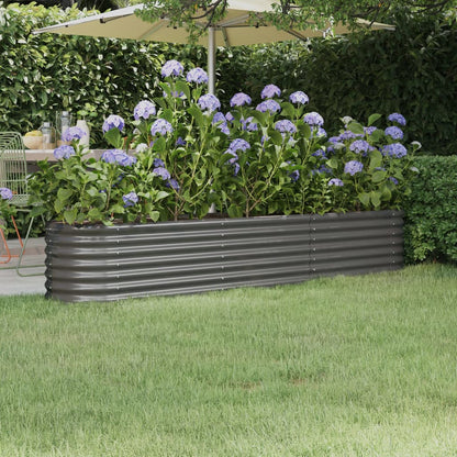 vidaXL Garden Raised Bed | Grey | Powder-coated steel | Large | Durable
