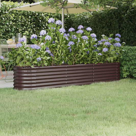 vidaXL Garden Raised Bed | Brown | Powder-coated steel | Large | Durable