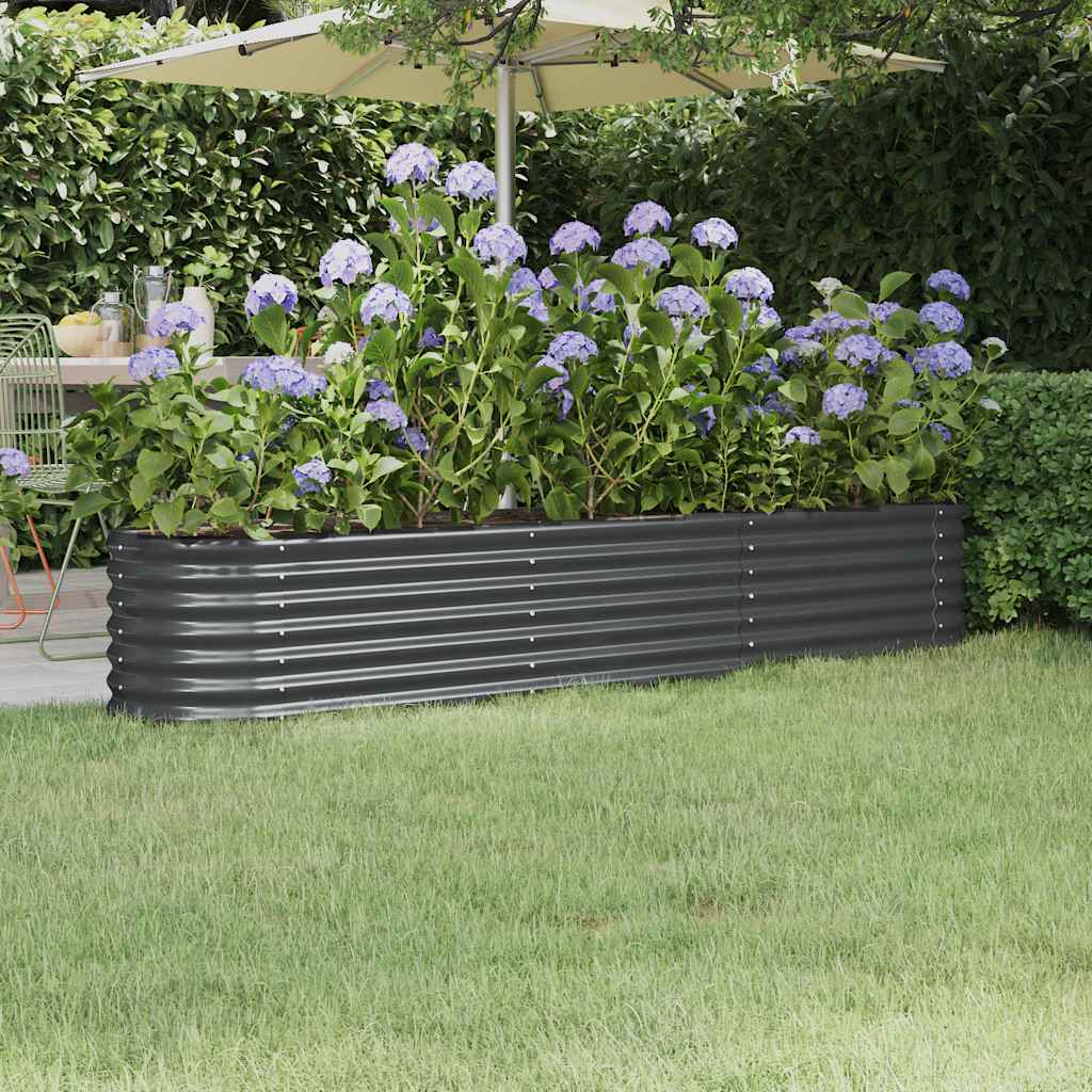 vidaXL Garden Raised Bed | Anthracite | Powder-coated steel | Large | Durable