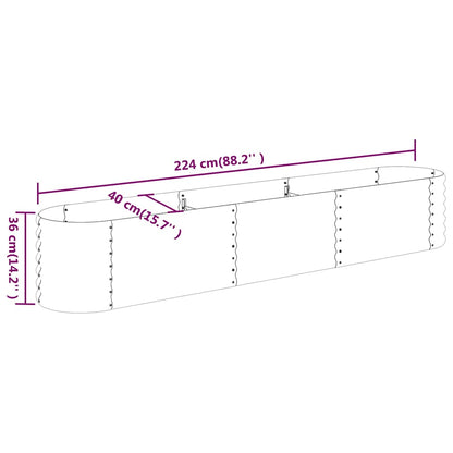 vidaXL Garden Raised Bed Galvanised Steel 224x40x36 cm Silver
