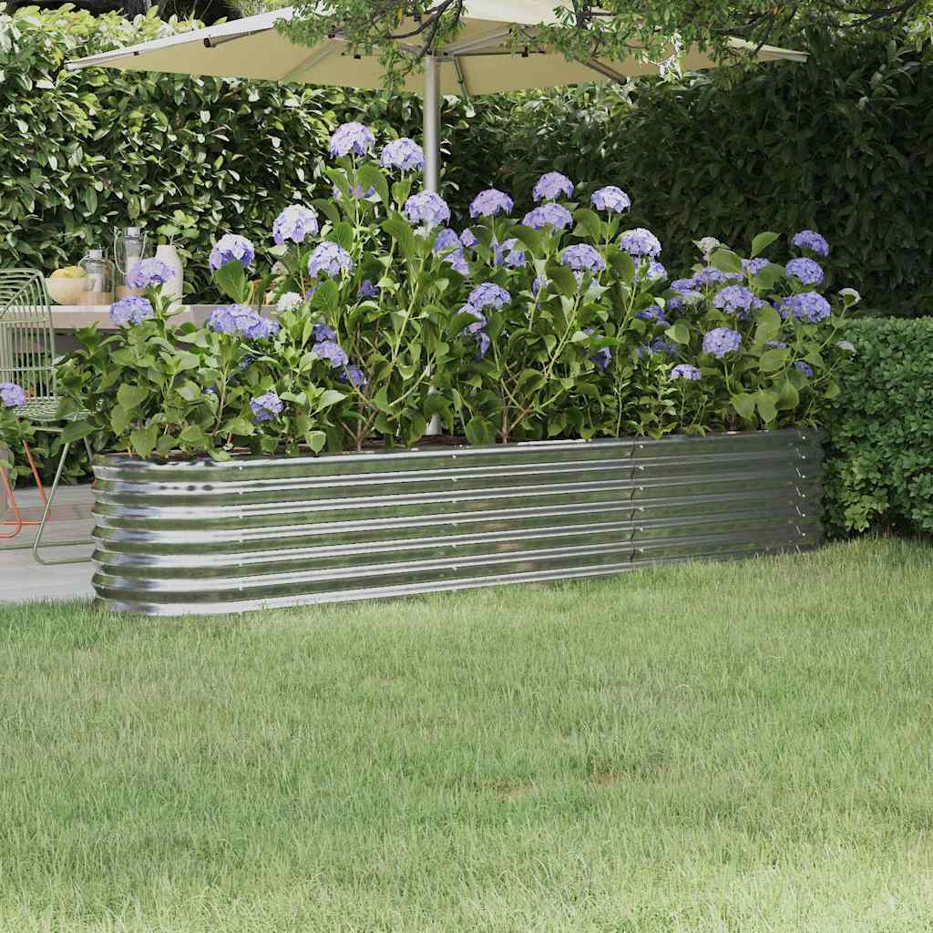 vidaXL Garden Raised Bed Galvanised Steel 224x40x36 cm Silver