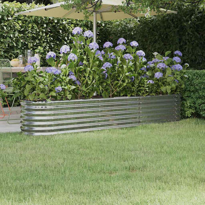 vidaXL Garden Raised Bed Galvanised Steel 224x40x36 cm Silver