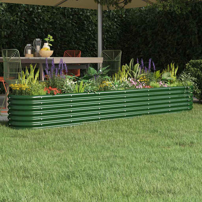 vidaXL Garden Raised Bed | Green | Powder-coated steel | Large | Durable