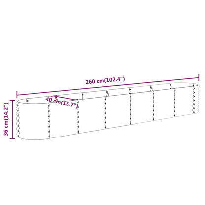 vidaXL Garden Raised Bed Galvanised Steel 260x40x36 cm Silver