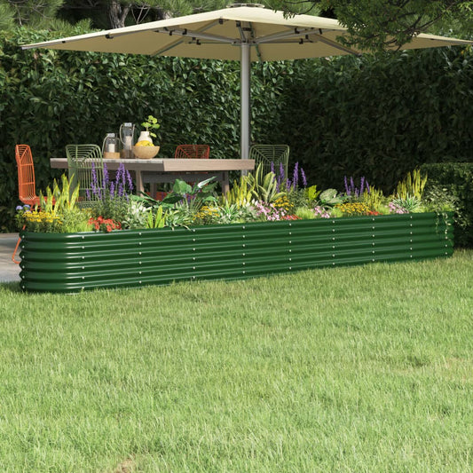 vidaXL Garden Raised Bed Powder-coated Steel 332x40x36 cm Green