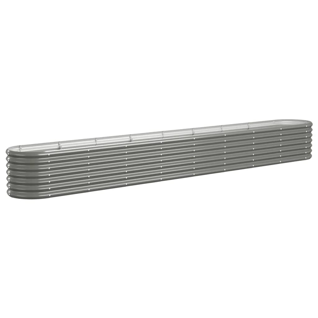 vidaXL Garden Raised Bed Galvanised Steel 332x40x36 cm Grey