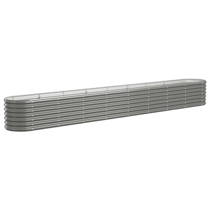 vidaXL Garden Raised Bed Galvanised Steel 332x40x36 cm Grey