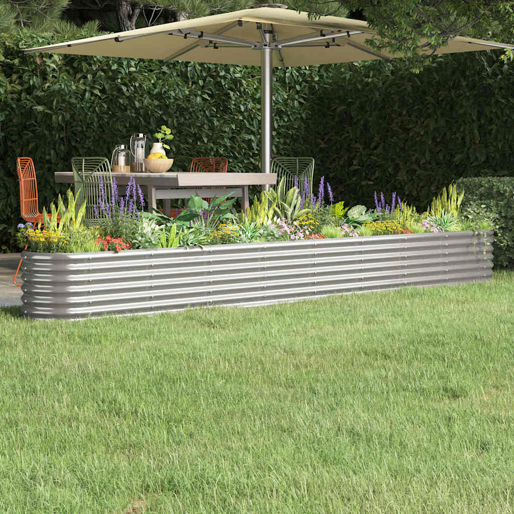 vidaXL Garden Raised Bed | Silver | Powder-coated steel | Large |  Durable