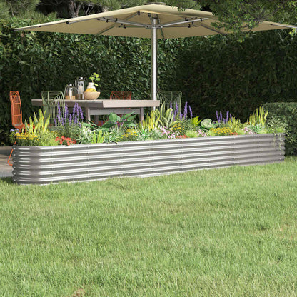 vidaXL Garden Raised Bed | Silver | Powder-coated steel | Large |  Durable