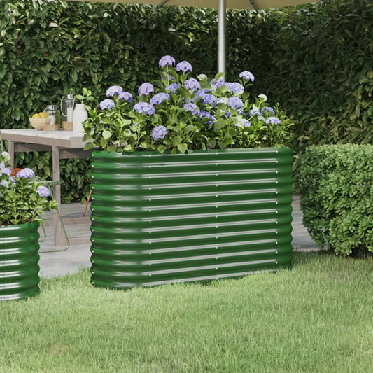 vidaXL Garden Raised Bed Galvanised Steel 114x40x68 cm Green