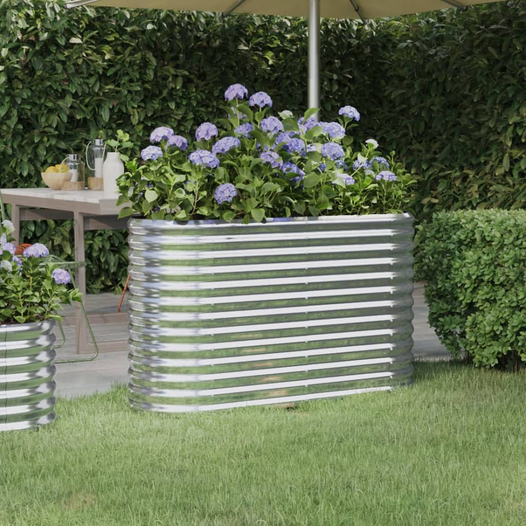 vidaXL Garden Raised Bed Galvanised Steel 114x40x68 cm Silver