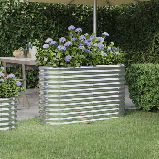 vidaXL Garden Raised Bed Galvanised Steel 114x40x68 cm Silver