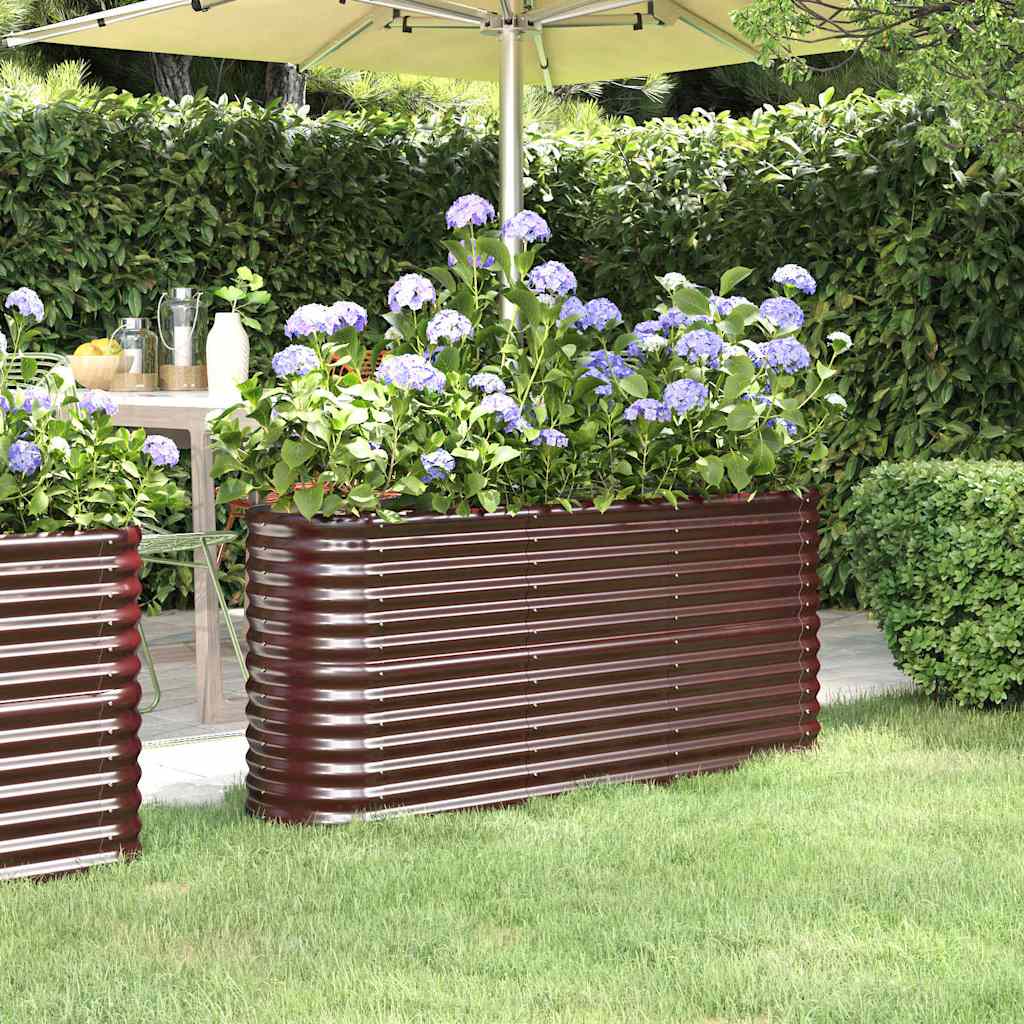 vidaXL Garden Raised Bed | Brown | Powder-coated steel | Medium | Durable